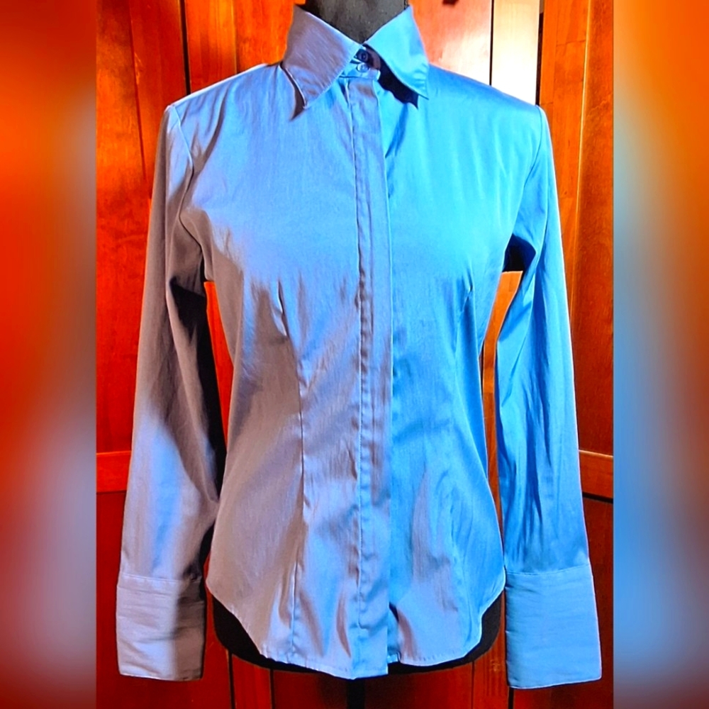 TANGENTS Light Blue Stretch Shirt with Full Zipper
